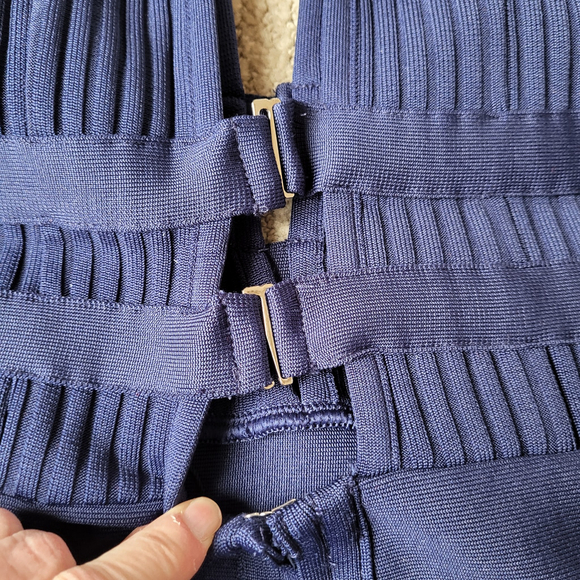 Women’s Baosuu Deep Plunge V-Neck Bodycon Midi Dress – Navy Blue – Size L – NWT - Picture 14 of 14